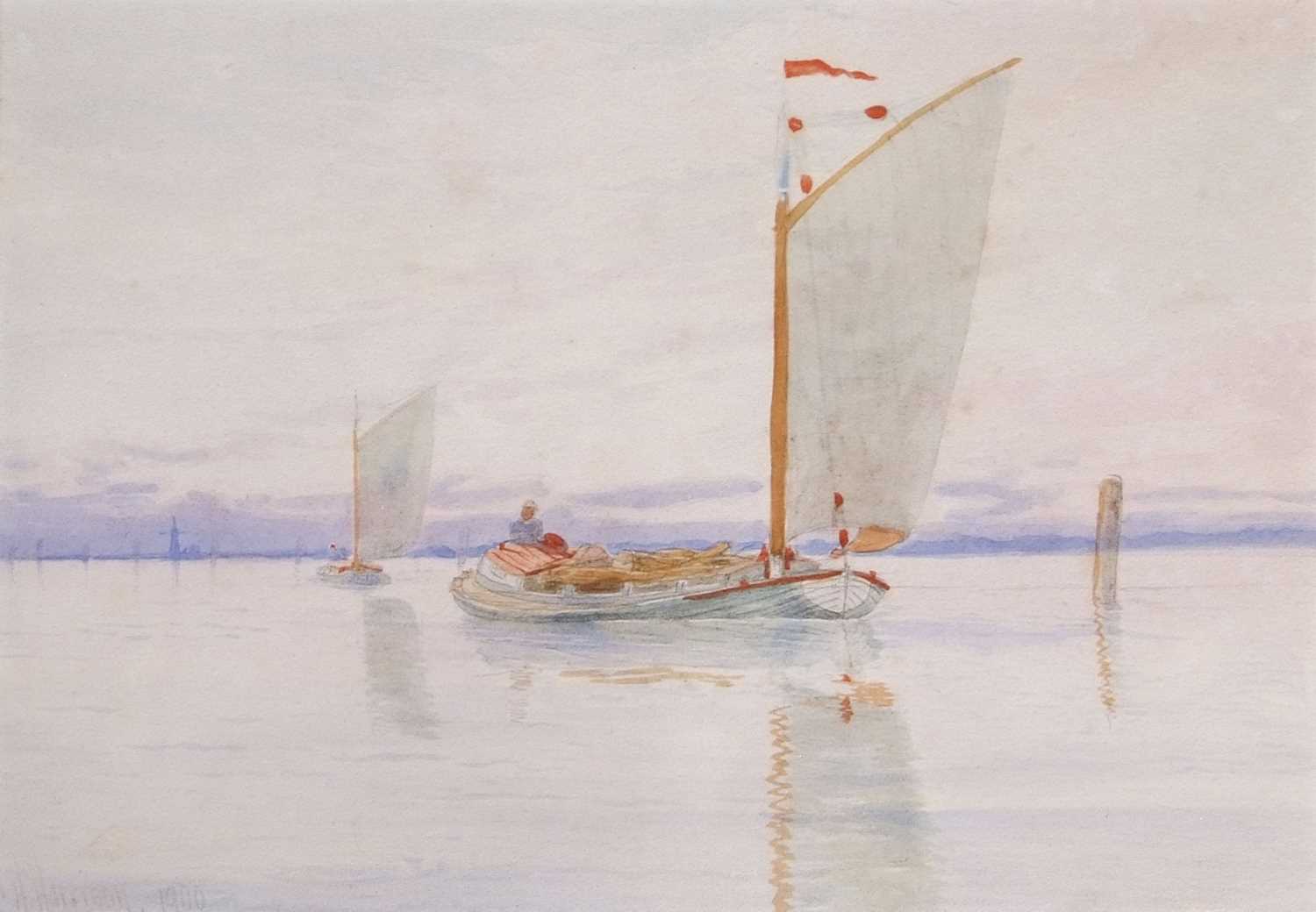 Charles Harmony Harrison (1842-1902), 'Breydon Water', watercolour, signed and dated 1900, unframed,