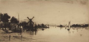 John Fullwood F.S.A. (1854-1931) 'Breydon near Yarmouth', etching, signed in pencil to plate margin,
