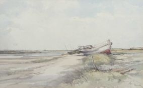 Jason Partner (British, 1922-2005), 'A Quiet Day, Blakeney Creek', watercolour, signed, 47x30cm,