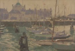 Stanley Miller (British, 20th century), Lowestoft Royal Yacht Club, oil on board, signed, 26x38cm,