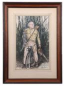 Peter Rowles Chapman (British, b.1938), Game shooter, watercolour, signed, 19.5x31cm, framed and