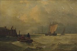 Attributed to George Vincent (1796-1832), Shipping scene, oil on canvas (a/f), bears faint