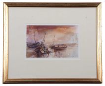 Jack Cox (1914-2007), Shipping / coastal scene, watercolour, signed, 15x24cm, framed and glazed.