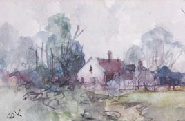 Jack Cox (1914-2007), Norfolk house / landscape study (inscribed on verso), watercolour, signed,