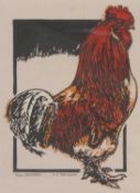 H.J.Jackson (British, b.1938), 'Cockeral', limited edtion linocut, 31/150, mounted, 28x19.5cm,