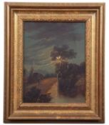 Charles Morris Senior (1828-1870), Denham by Moonlight, oil on board, signed, framed