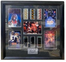 A limited edition framed presentation display for the Star Wars saga, containing various postcards