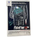 A photographic print for Friday 13th, bearing the signature of the original Jason Voorhees, Ari