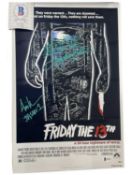 A photographic print for Friday 13th, bearing the signature of the original Jason Voorhees, Ari