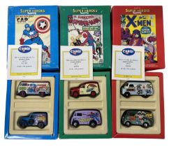Three boxed limited edition Corgi superhero cars with certificates, to include: - Captain America,