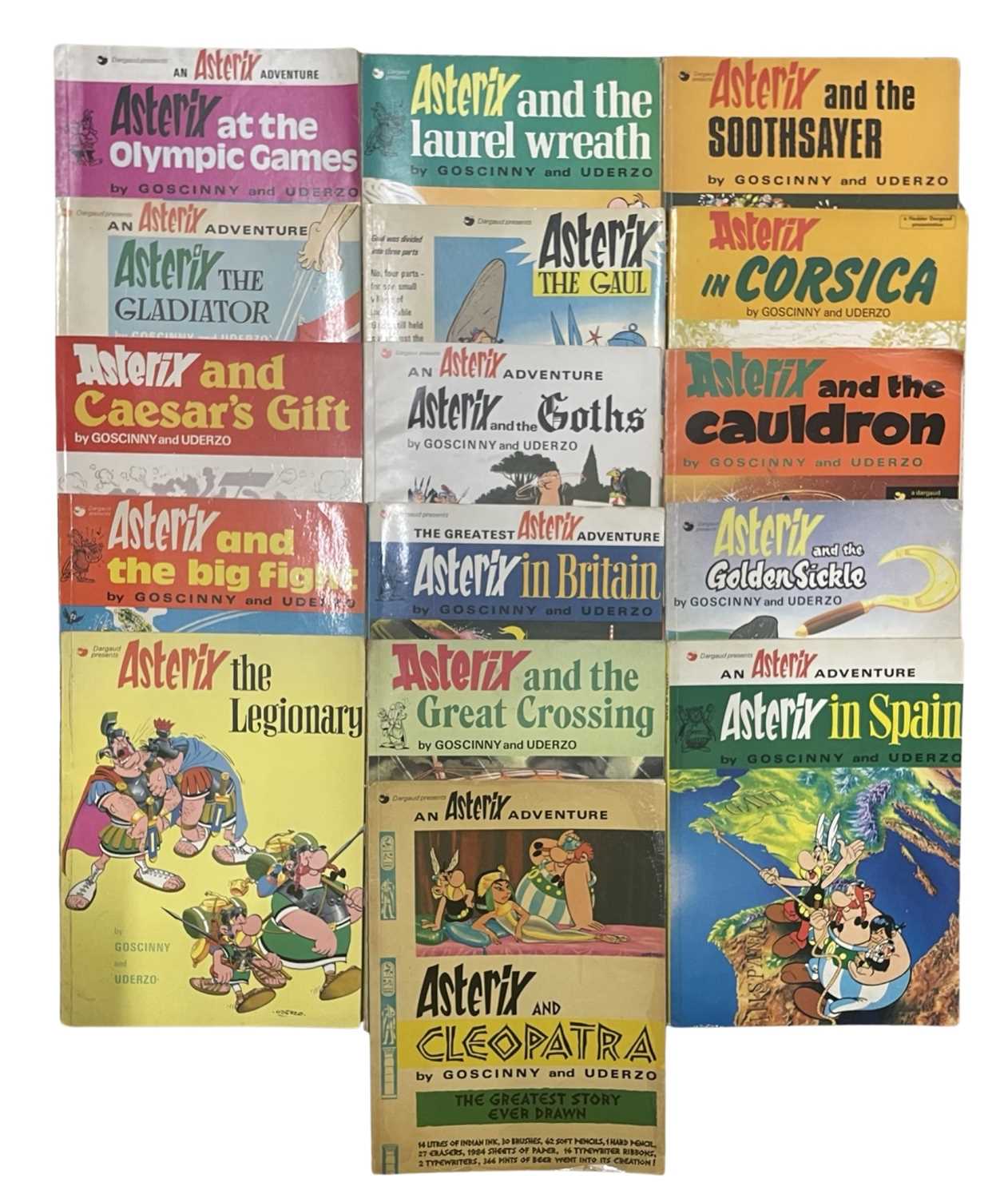 A collection of various 1970s Asterix comic books