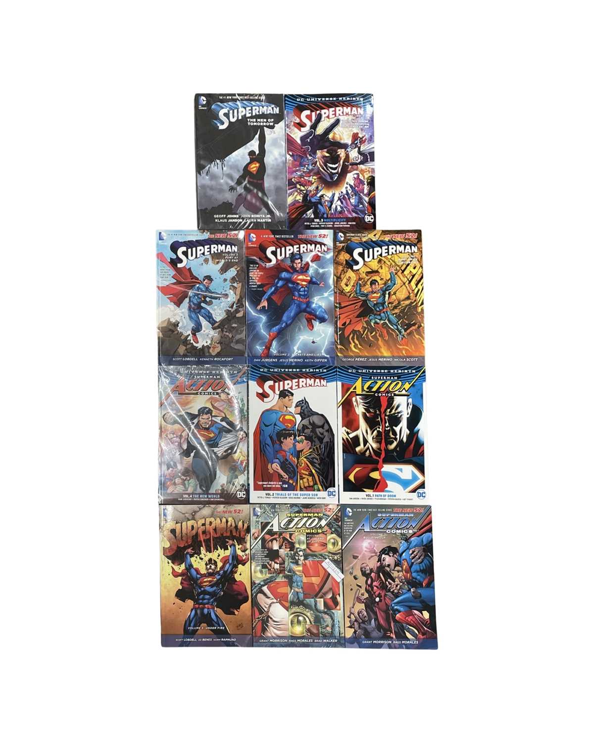A collection of various DC Superman graphic novels, to include: - Superman: Action Comics, Volumes