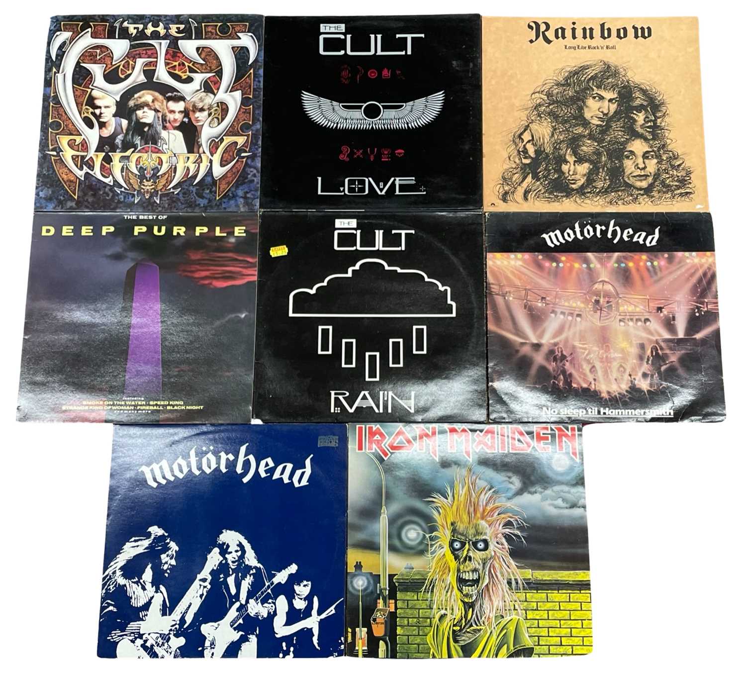 Eight British heavy metal 12" vinyl LPs, to include: - Motorhead: Beer Drinkers and Hellraisers,