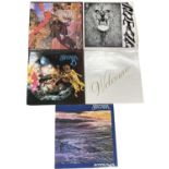 Five Santana 12" vinyl LPs, to include: - Abraxas, 1970, CBS, 32032 - Santana, 1969, CBS, 32003 -