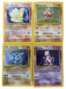 Four 1999 Base Set holographic Pokemon cards, to include: - Ninetails 12/102 - Hitmonchan 7/102 -