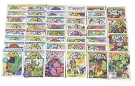 A large collection of 1980s Spider-Man and Hulk Weekly comic books by Marvel. Issues: 376-419