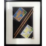 PINK FLOYD: A framed pair of drumsticks bearing the signature of Nick Mason (dedicated to Jim), with