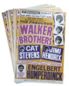 10x professionally printed reproduction posters for The Walker Brothers, Cat Stevens and Jimi
