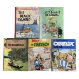 TINTIN AND ASTERIX: 5 titles: HERGE: THE ADVENTURES OF TINTIN - THE BLACK ISLAND, London, Methuen,