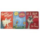 A trio of vintage Dr Seuss books, to include: - If I Ran the Zoo, 1950: Random House - The Lorax,