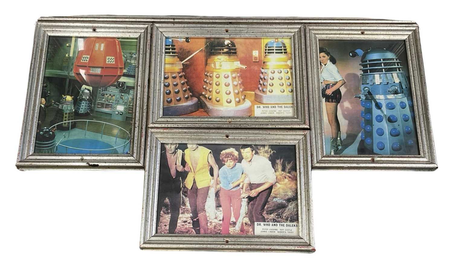 A collection of reproduction lobby cards and a poster for Dr Who and the Daleks. Framed sizes - Image 2 of 4