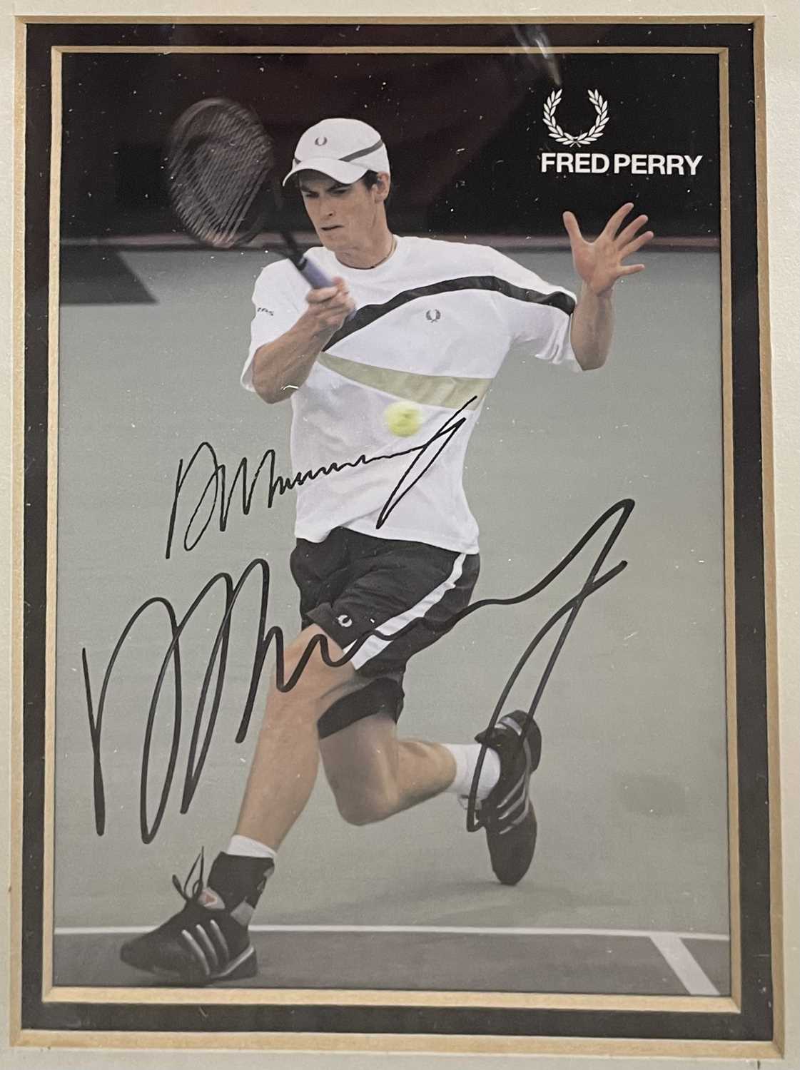 A framed Fred Perry t-shirt and photograph, bearing the signature of tennis player, Andy Murray. - Image 2 of 2