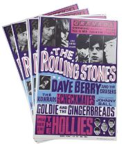 10 x professionally printed reproduction posters for The Rolling Stones, Dave Berry, The Hollies etc