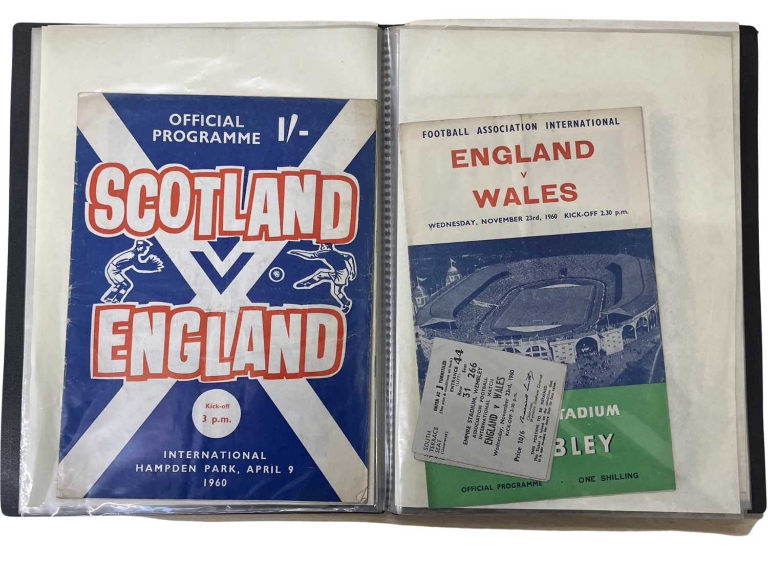 A folder containing football programmes and some ticket stubs for various 1960s England football - Image 2 of 6