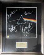 PINK FLOYD: DARK SIDE OF THE MOON original vinyl sleeve, bearing the signatures of David Gilmour,