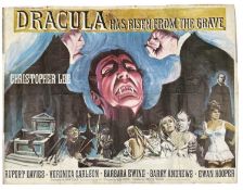 A British quad poster for Hammer Horror: Dracula Has Risen From the Grave. Wear and tear to edges,