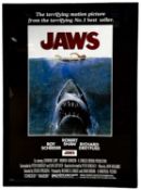 A reproduction one sheet poster for JAWS. Framed size approximately: 104x74cm