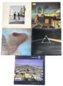 Five Pink Floyd 12" vinyl LPs, to include: - A Momentary Lapse of Reason, 1987, EMI, 1003 - The Dark