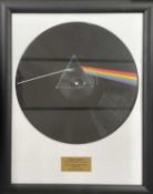PINK FLOYD: DARK SIDE OF THE MOON: Mounted and framed vinyl picture disc LP, to comemmorate the