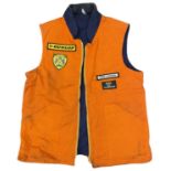 A worn British Racing and Sports Car Club Observer's gilet, size Large