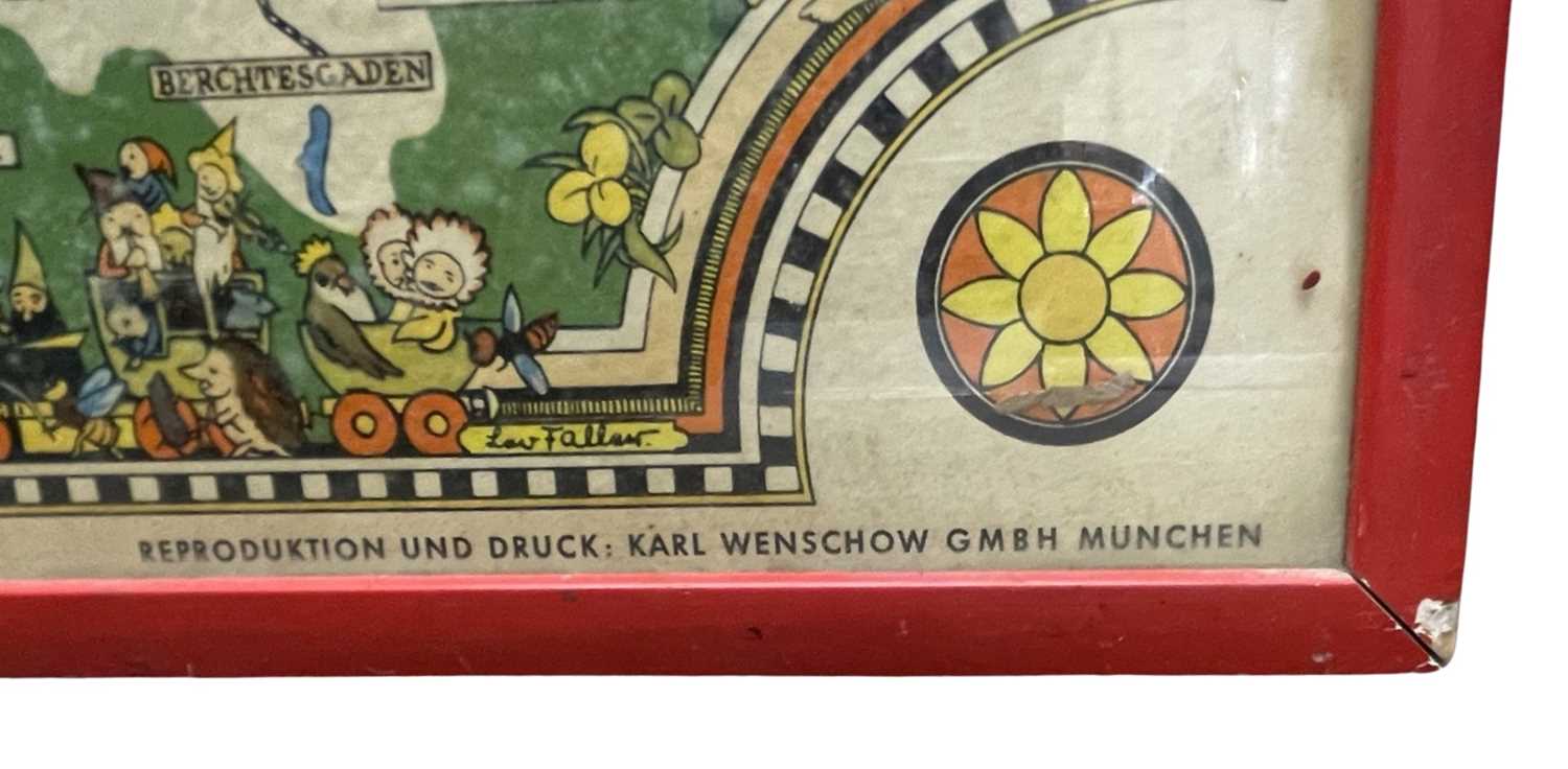 A 1950s German Fairy Tale map - Bundesbahn, with artwork by Leo Faller Framed size approximately: - Image 3 of 5