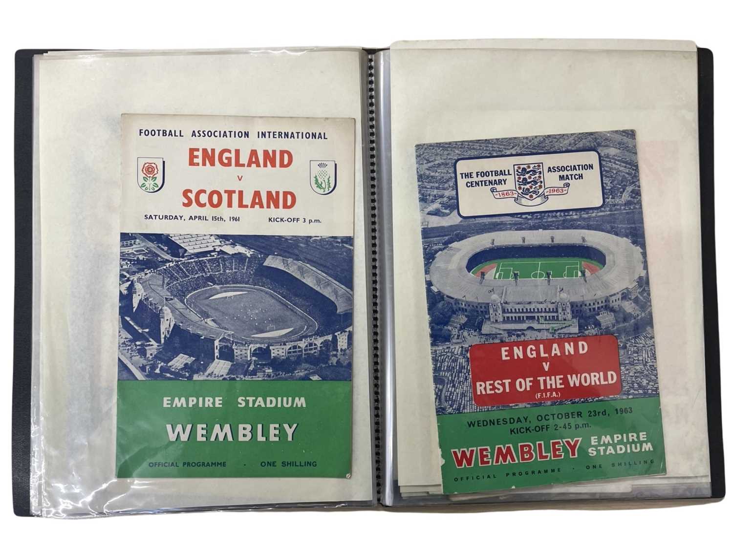 A folder containing football programmes and some ticket stubs for various 1960s England football - Image 3 of 6