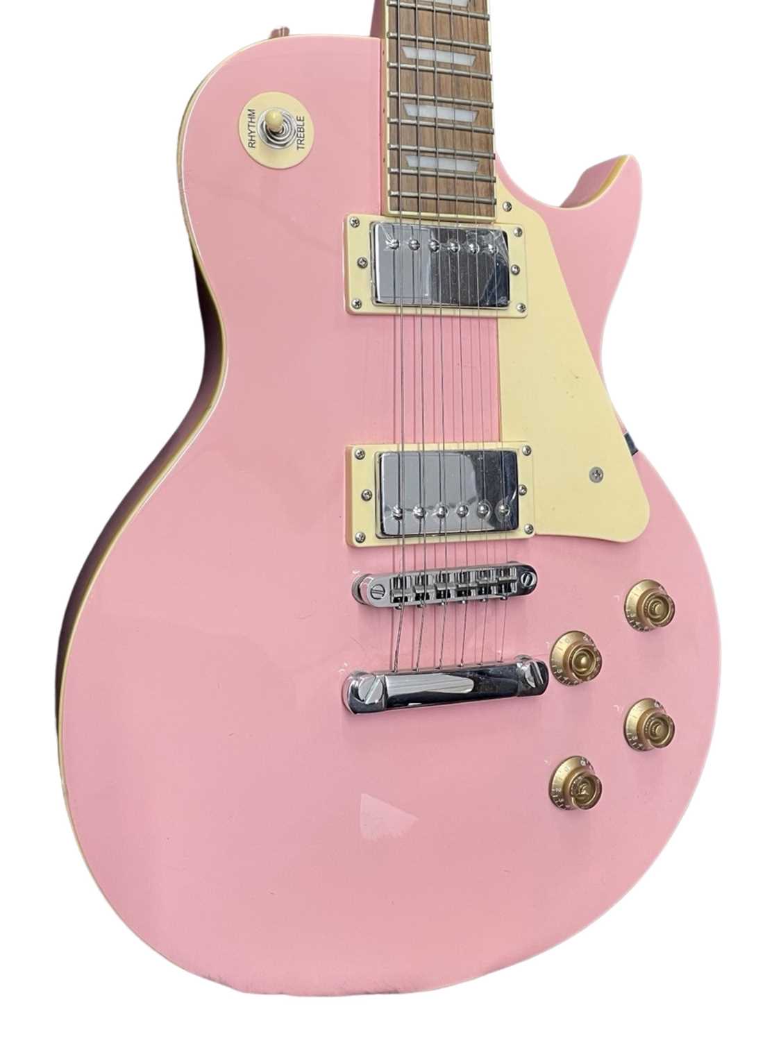 A Nevada Les Paul style electric guitar in baby pink, with fitted lined hardcase (not original to - Image 3 of 4