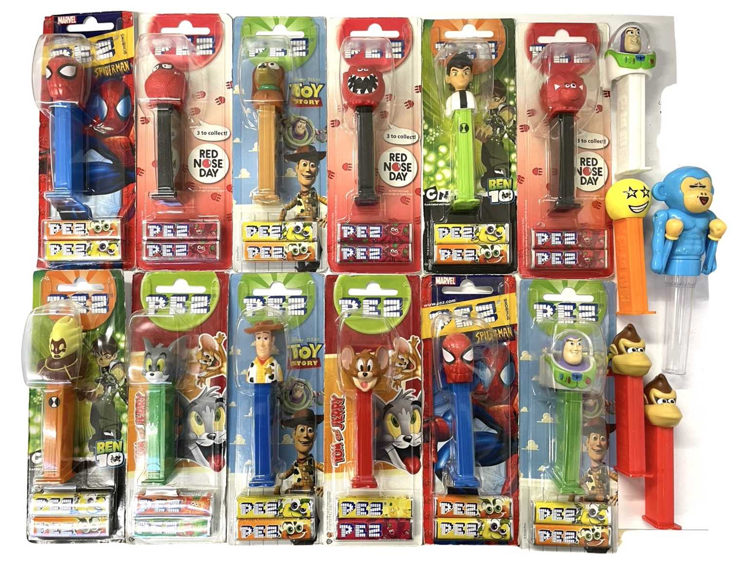 A collection of various TV and film PEZ dispensers