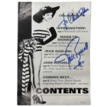 A segment of 'Bombshells' magazine, bearing the signature of pin-up, Jane Russell in blue ink,