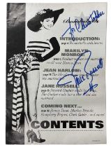 A segment of 'Bombshells' magazine, bearing the signature of pin-up, Jane Russell in blue ink,