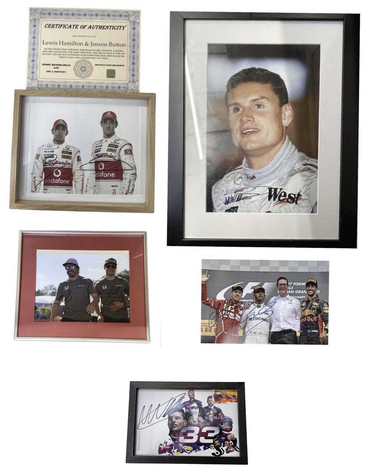 F1 interest, various signed photographs, to include: - A colour 8x10'' photo bearing the