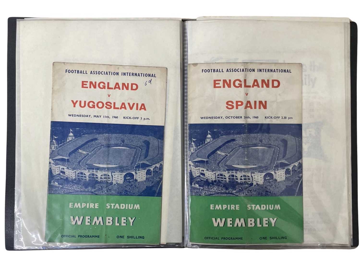 A folder containing football programmes and some ticket stubs for various 1960s England football - Image 4 of 6