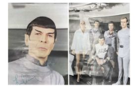 Two Star Trek cast posters bearing various signatures, to include: - Leonard Nimoy (Mr Spock) /