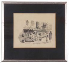 Edward Ardizzone RA (British,1900-1979), French cafe scene, ink on paper, unsigned,17x20cm, framed