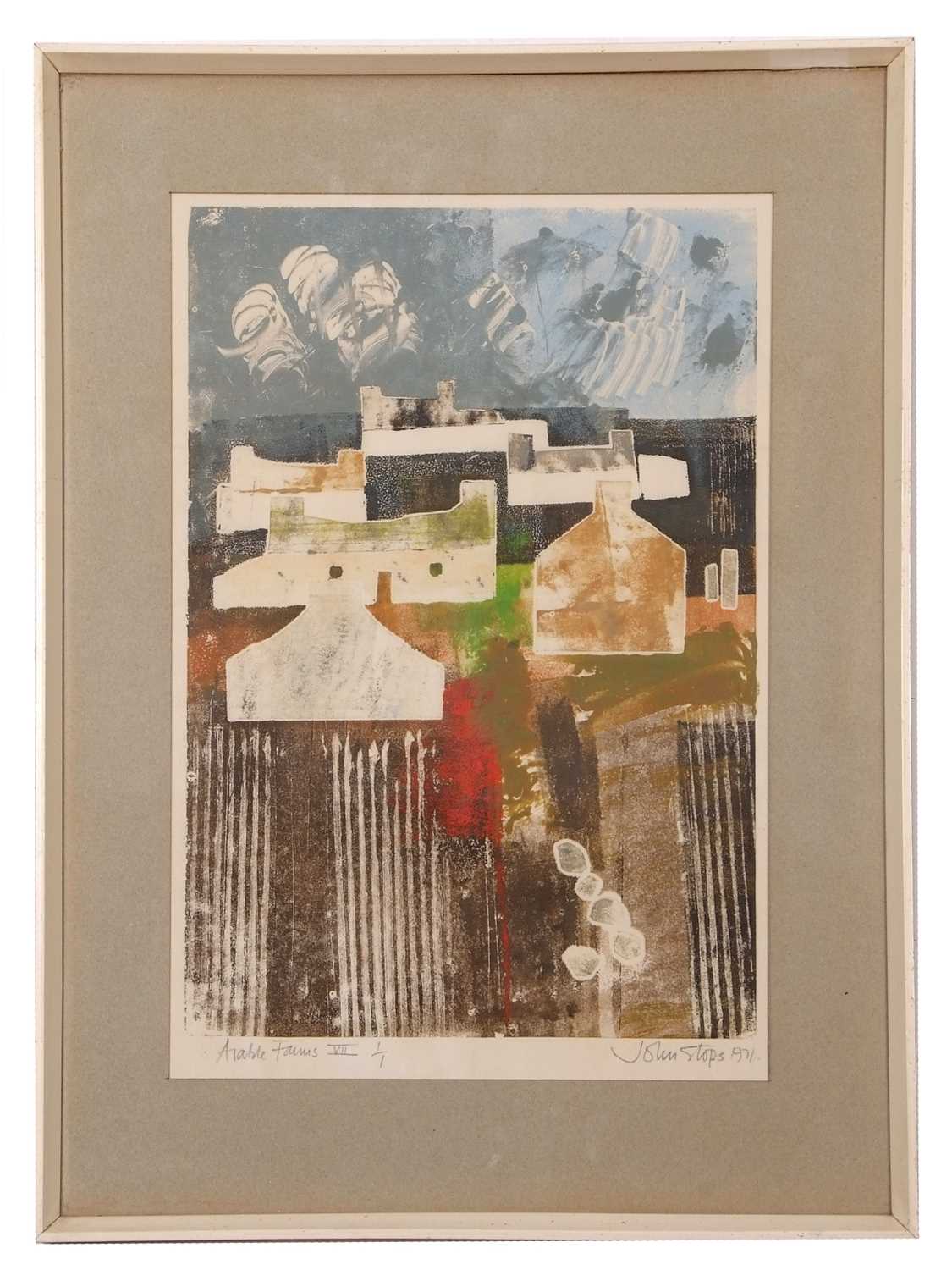 John Stops (British,1925-2002), 'Arable Farms VII', screenprint, numbered 1/1, signed and dated 1971