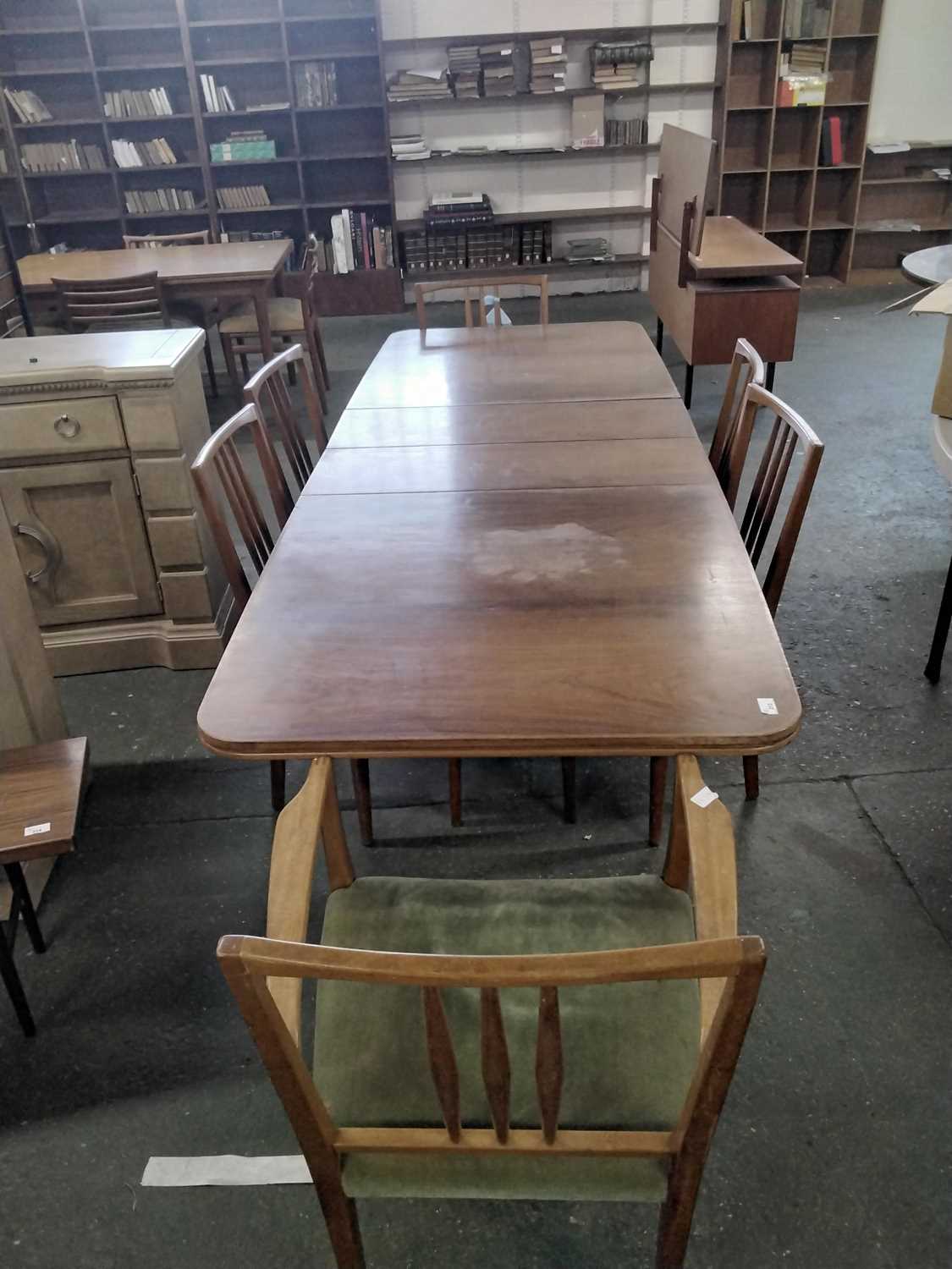 Archie Shine mid Century extending dining table of tapering rectangular form with two accompanying - Image 5 of 7