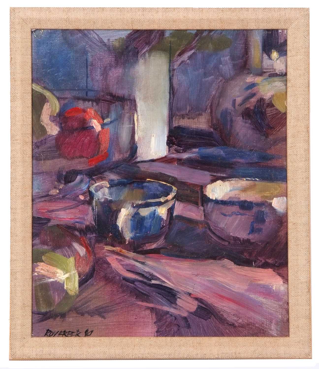 Roy Freer ROI (1938-2021), Still life study, oil on board, signed and dated '90, 24x29cm, framed