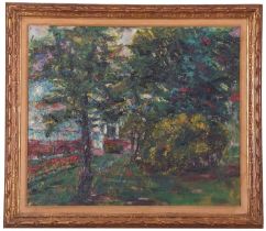 SWEM (20th century), Wooded landscape, label on verso inscribed 'Canadian oil landscape', impasto