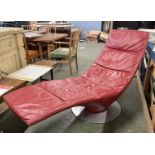 Chaise longue Italian red leather "Natuzzi"