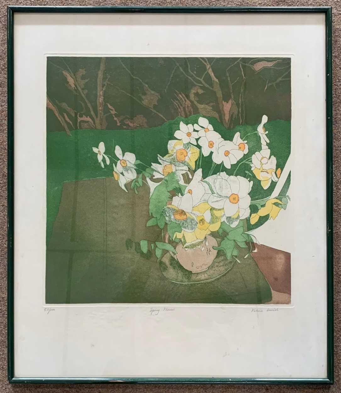 Valerie Eva Daniel (British,b.1925), 'Spring Flowers', limited edition etching with aquatint, signed